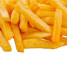 Crispy golden french fries isolated on white