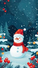 Fototapeta premium Snowy Forest Snowman