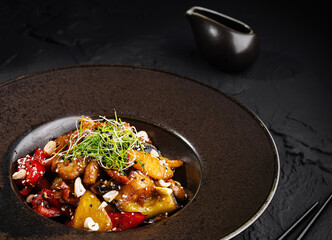 Gourmet asian stir-fry vegetable dish