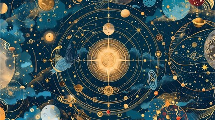 Fototapeta premium an illustration rendition of Zodiac Plan