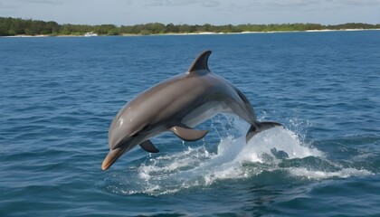 A Dolphin Popping Out Of The Water To Greet A Boat