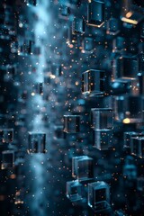Fototapeta premium Blue Glowing Cubes