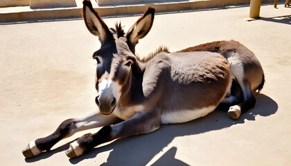 A Donkey With Its Legs Splayed Out Sunbathing