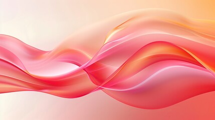 Abstract background with red and pink waves with light gradient on the light orange background.