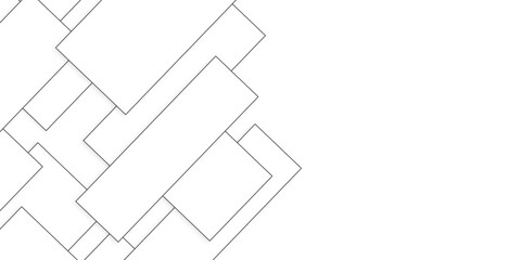 White background with intersecting black geometric lines, Abstract industrial Design random lines black on white background.
