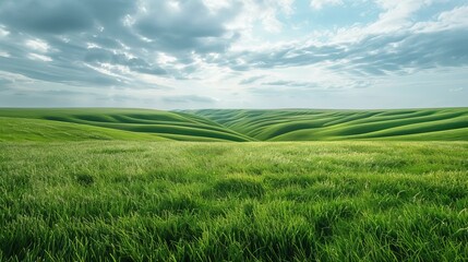 Obraz premium Green rolling hills under a blue sky with white clouds