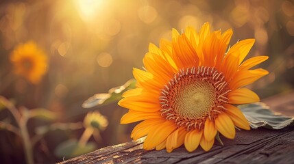 Naklejka premium A Single Sunflower in Full Bloom