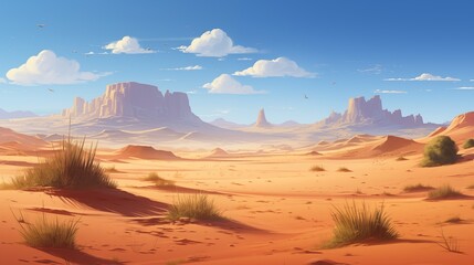 Fototapeta na wymiar A vast empty desert with rolling sand dunes