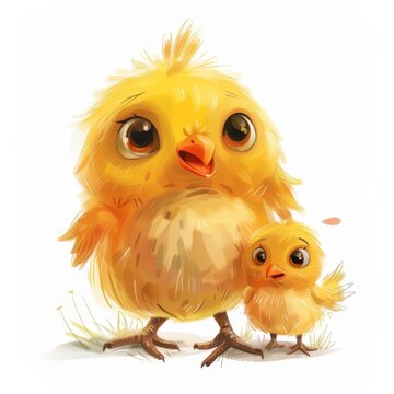 recommend clip art:  chirping, clucking, and huddled together