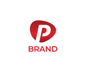 Letter P on red background logo icon design template