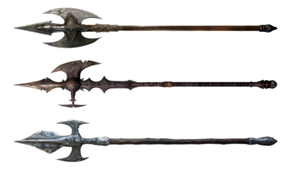 ファンタジー風の槍デザイン3種類、背景透過
