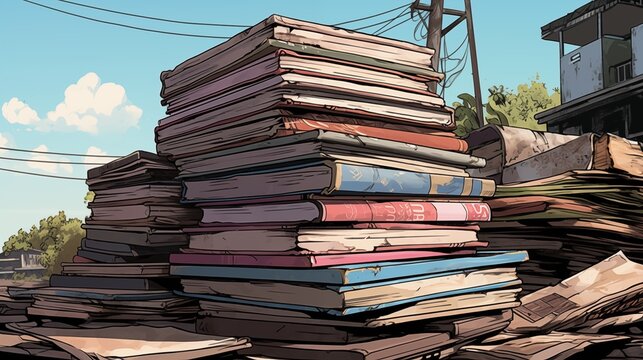 A stack of old well-worn comic books from a bygone era