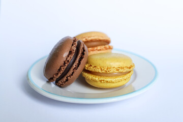 colorful Macaroons isolated on white background. 