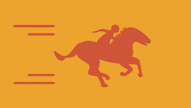 Animated Flat design horse racing vector illustration