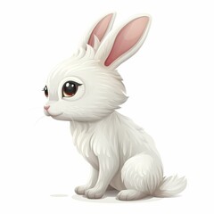 Obraz premium A white rabbit sadly gazes at the viewer from the ground
