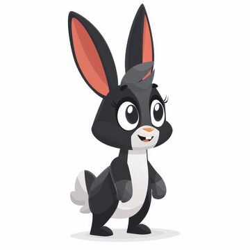recommend clip art:   A black-and-white rabbit stands, legs crossed Eyes closed Mouth agape