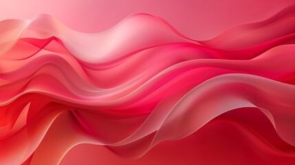 Obraz premium Red and pink background with three-dimensional smooth red waves.