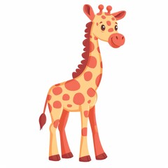 Obraz premium A giraffe against a white backdrop, sporting a brown, spotty pattern on its head and neck