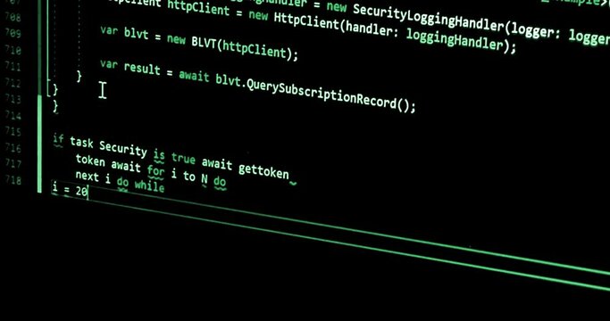 hacker programmer writes malicious code on laptop, cyber security concept