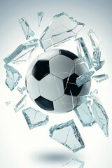 Vibrant digital pixel splash encircling soccer ball for dynamic sports blog visuals