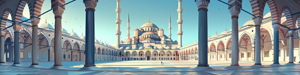 Sultan Ahmed Mosque - Istanbul Skyline Illustration
