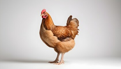 brown chicken hen isolated white background create with ai