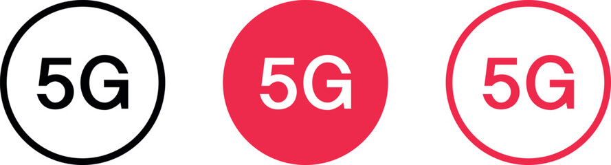 5G internet icon, symbol in lined, isolated and colored style. Vector illustration