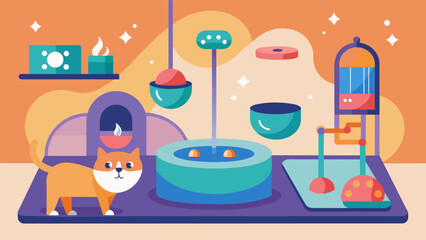 A play area that uses scent machines to provide sensory stimulation for pets with different scents tailored to their mood.. Vector illustration