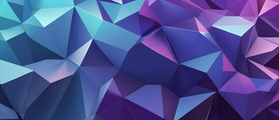 Abstract Purple to Blue Low Poly Crystal Pattern Background