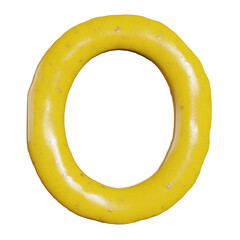 3d render of mustard sauce alphabets or letters for food or restaurant kitchen concept