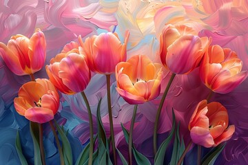 Colorful spring background of tulips
