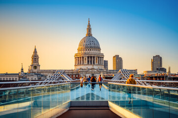 the famous st pauls cathedral of london during sunset