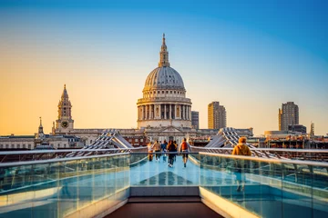 Fotobehang the famous st pauls cathedral of london during sunset © frank peters