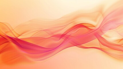 Abstract background with red and pink waves with light gradient on the light orange background.