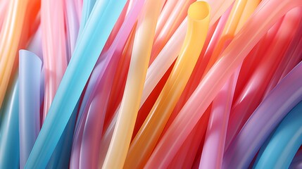 Close-up of a variety of different colored straws arranged in a bunch - Powered by Adobe