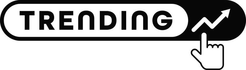 Search banner in word trending and growing graph symbol with hand over magnifier icon on white background