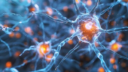 Investigating Neuron Cells in a Neural Network for Neuro Research. Concept Neuron Cells, Neural Network, Neuro Research, Brain Study, Data Analysis