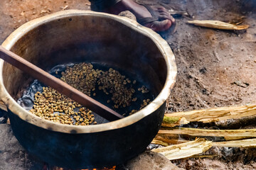 Roasting coffee beans in Chagga tribe