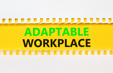 Adaptable workplace symbol. Concept words Adaptable workplace on beautiful yellow paper. Beautiful...