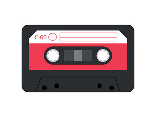 Retro style of the 90s. Realistic old-school sound recording technology. Audio cassettes of the 90s. Vector illustration