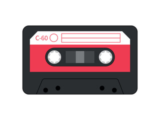 Retro style of the 90s. Realistic old-school sound recording technology. Audio cassettes of the 90s. Vector illustration