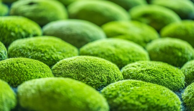 A round moss forest that is green all over.