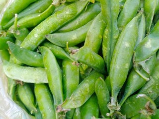 Closeup of Green peas on the market