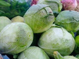 Closeup of cabbage in the market