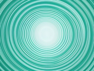 Teal thin concentric rings or circles fading out background wallpaper banner flat lay top view from above on white background with copy space blank 