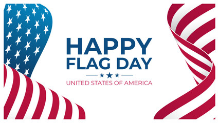 U.S. Flag Day Holiday Banner. United States Happy Flag Day celebration background with waving American national flag. Vector illustration.