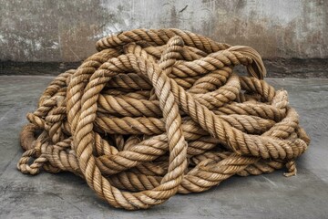 Obraz premium Close-Up of Rope on Black Background for a Textured Photo or Design Element. Beautiful simple AI generated image in 4K, unique.