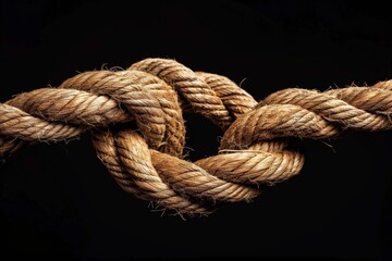 Close-Up of Rope on Black Background for a Textured Photo or Design Element. Beautiful simple AI generated image in 4K, unique.