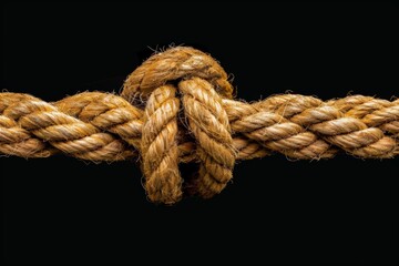 Close-Up of Rope on Black Background for a Textured Photo or Design Element. Beautiful simple AI generated image in 4K, unique.