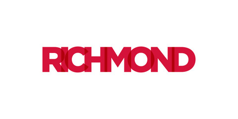 Richmond in the Canada emblem. The design features a geometric style, vector illustration with bold typography in a modern font. The graphic slogan lettering.